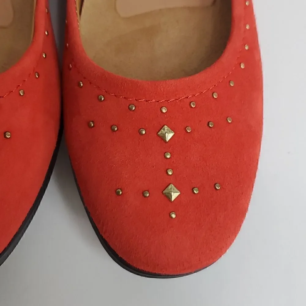 Naturalizer Joana  Red Studded Leather Comfort Flats Size 9N
